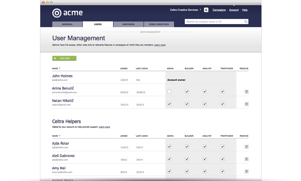Celtra Software - User management in Celtra