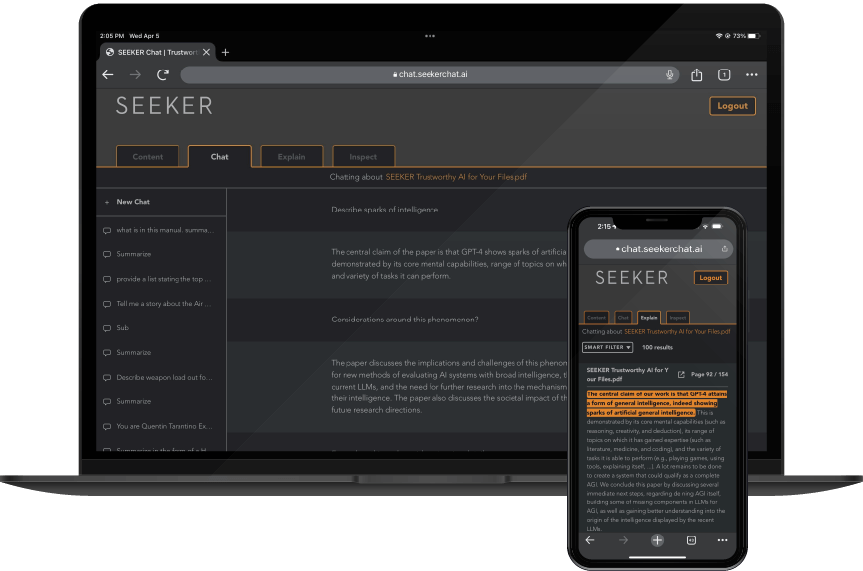 Seeker screenshot: Seeker dashboard