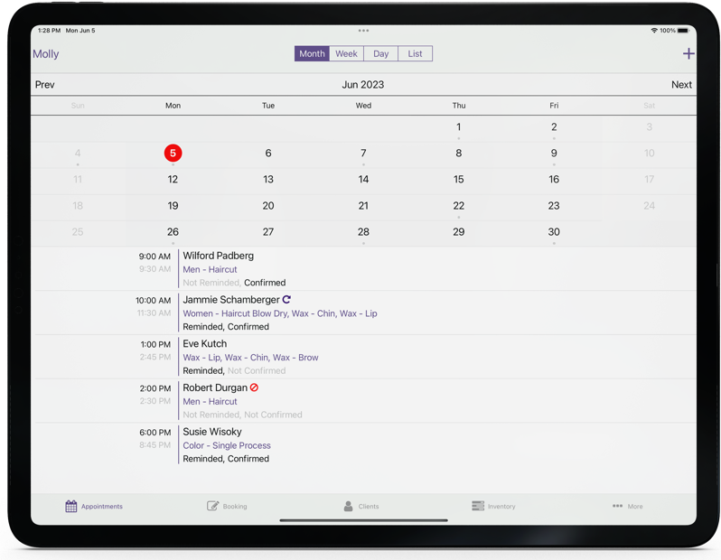 MyCuts screenshot: Easy to use familiar calendar.