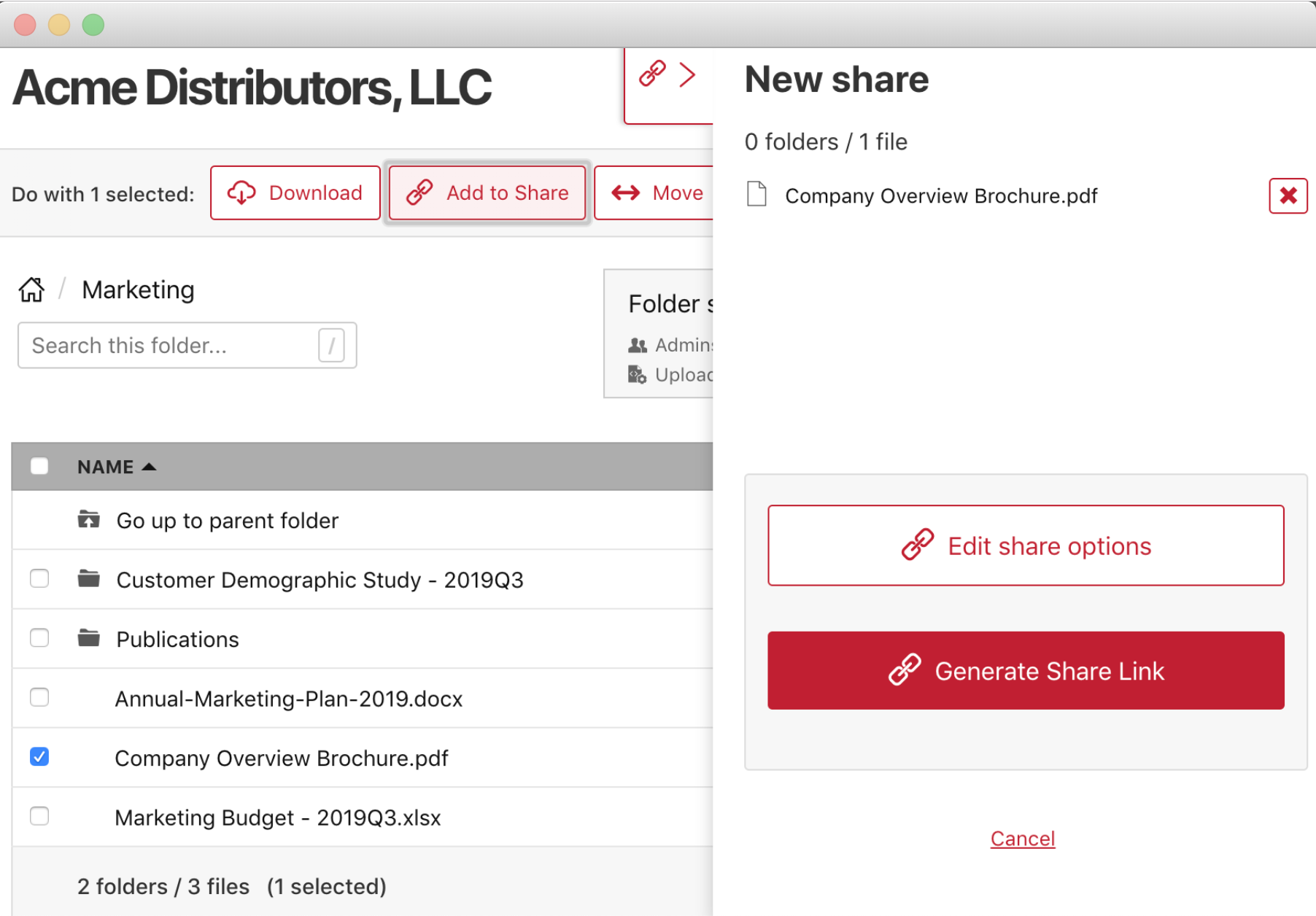 Share Link creation process