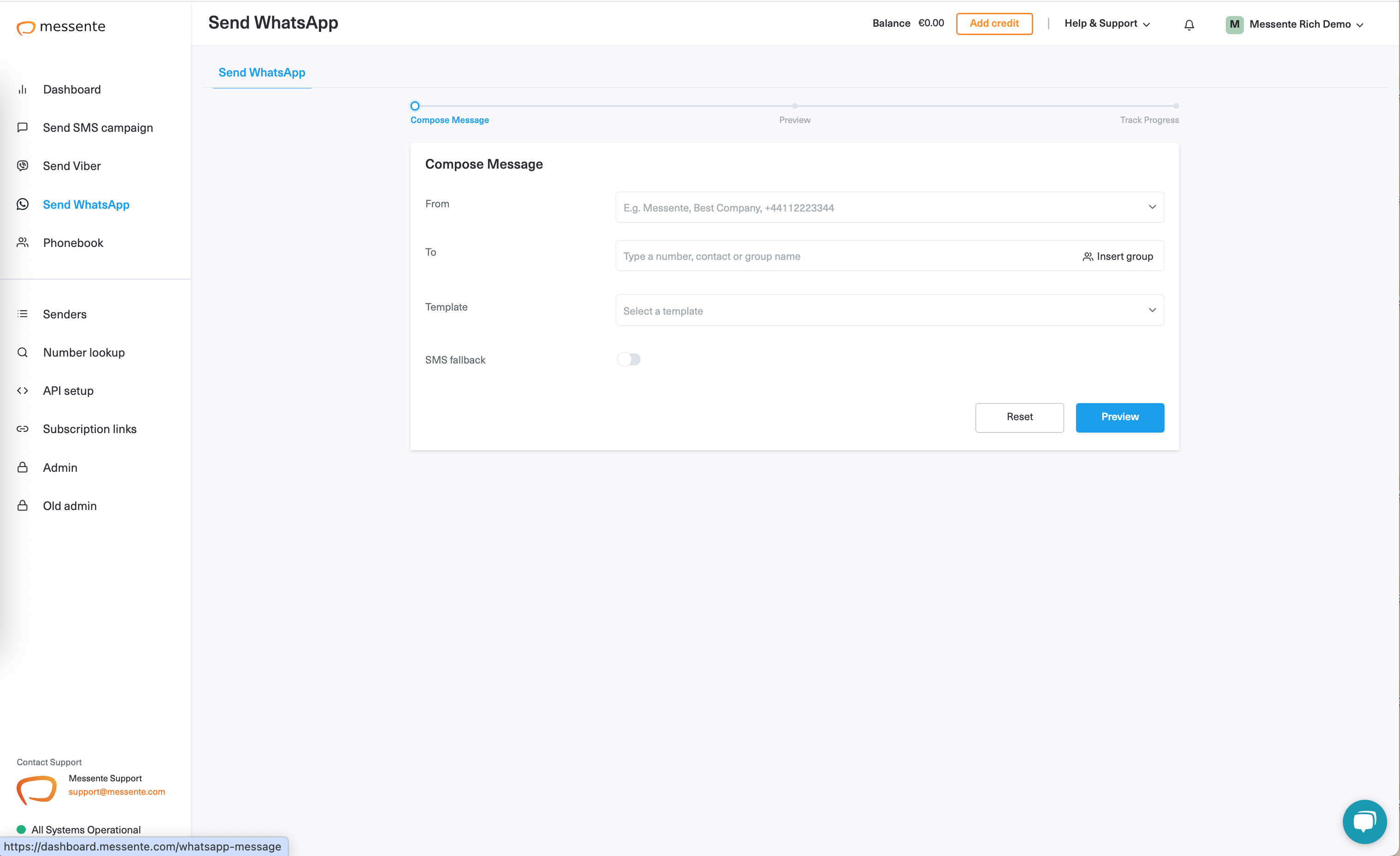 Messente Software - Messente WhatsApp messages
