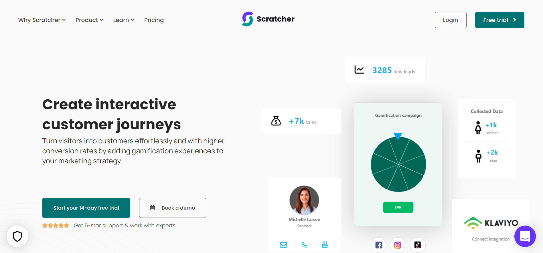 Create interactive customer journeys with Scratcher.