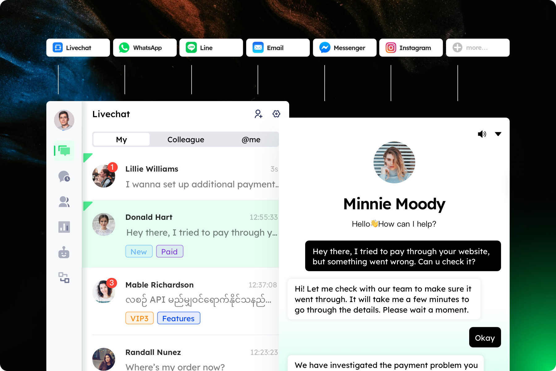 Mixdesk screenshot: Mixdesk communication channels
