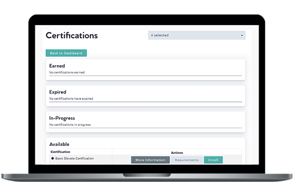 Elevate LMS certifications
