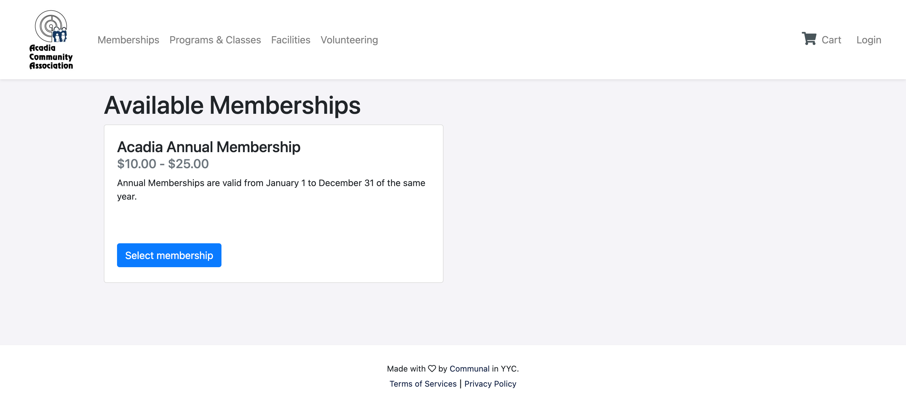 Communal online membership sales