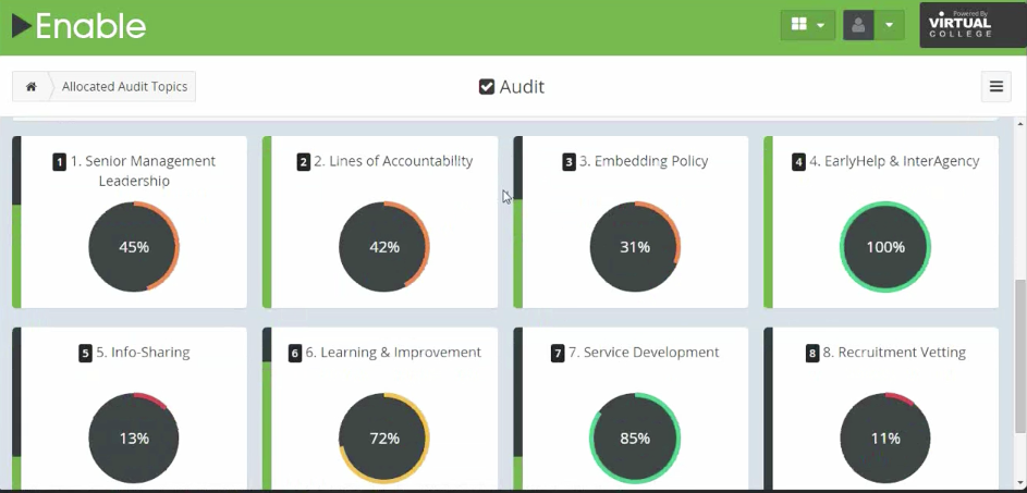 Enable LMS Software - Audit topics can be chosen by users