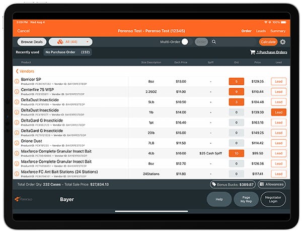 Perenso Trade Show Software - The trade show booth app allows you to configure the order screen to increase order efficiency and maximize sales.