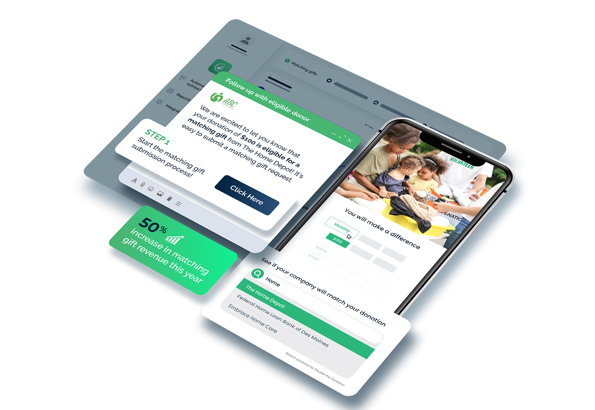 Double the Donation screenshot: Double the Donation follow up with eligible donor