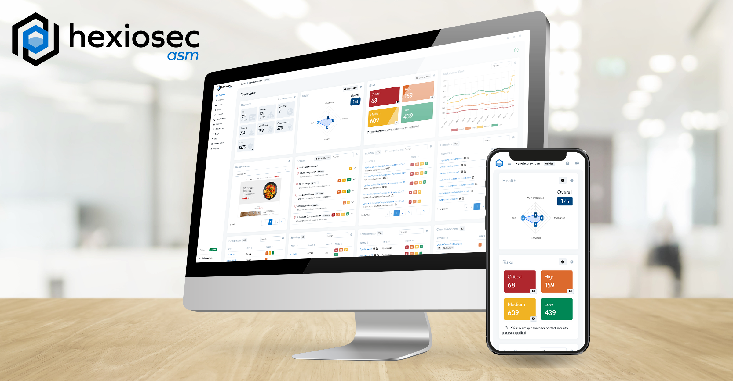 Hexiosec ASM screenshot: Hexiosec ASM is available for both mobile and desktop devices. 