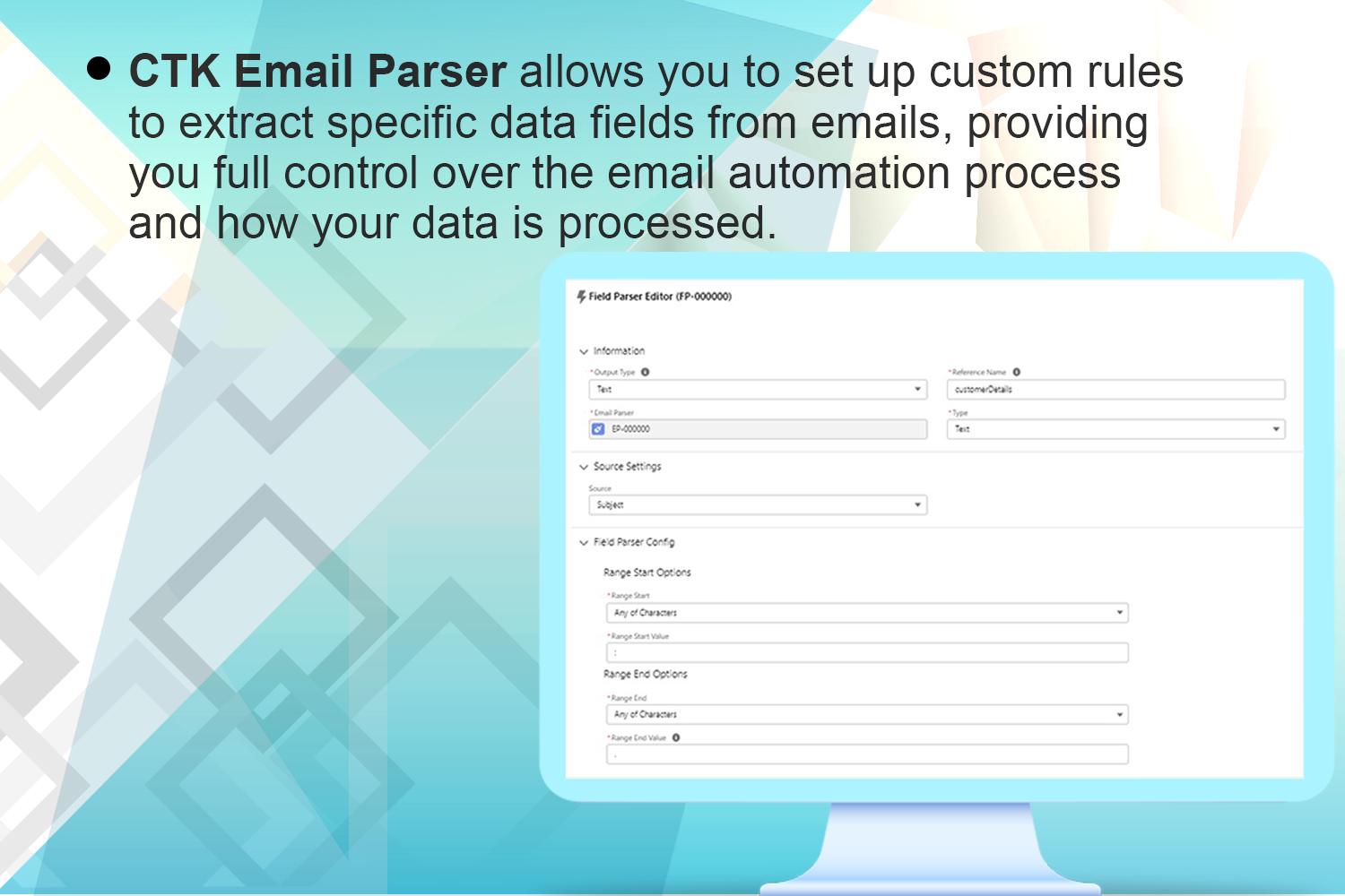 Set up custom rules to extract data fields from email