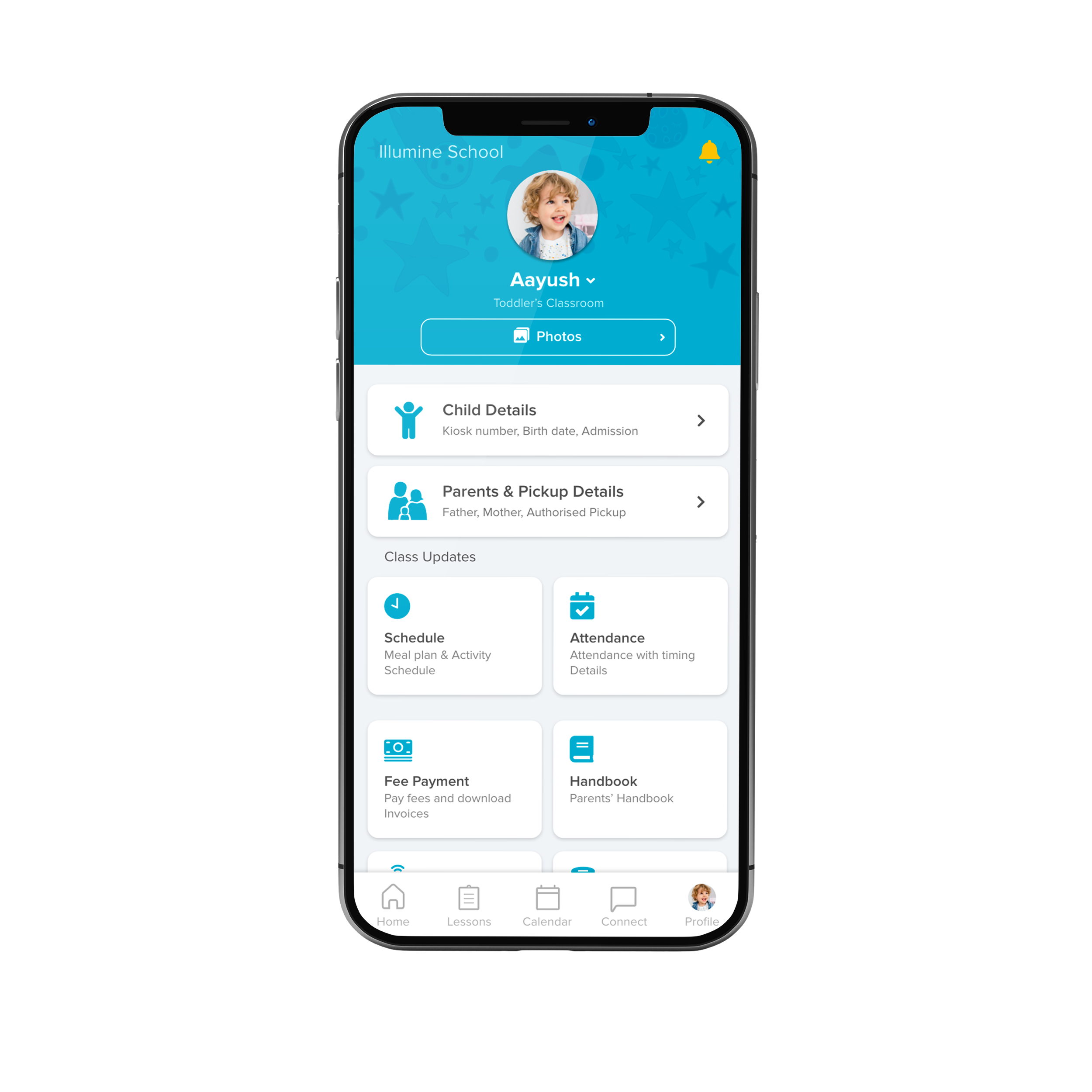 Student Profile, Photos,Fee Payment, Schedule & Attendance