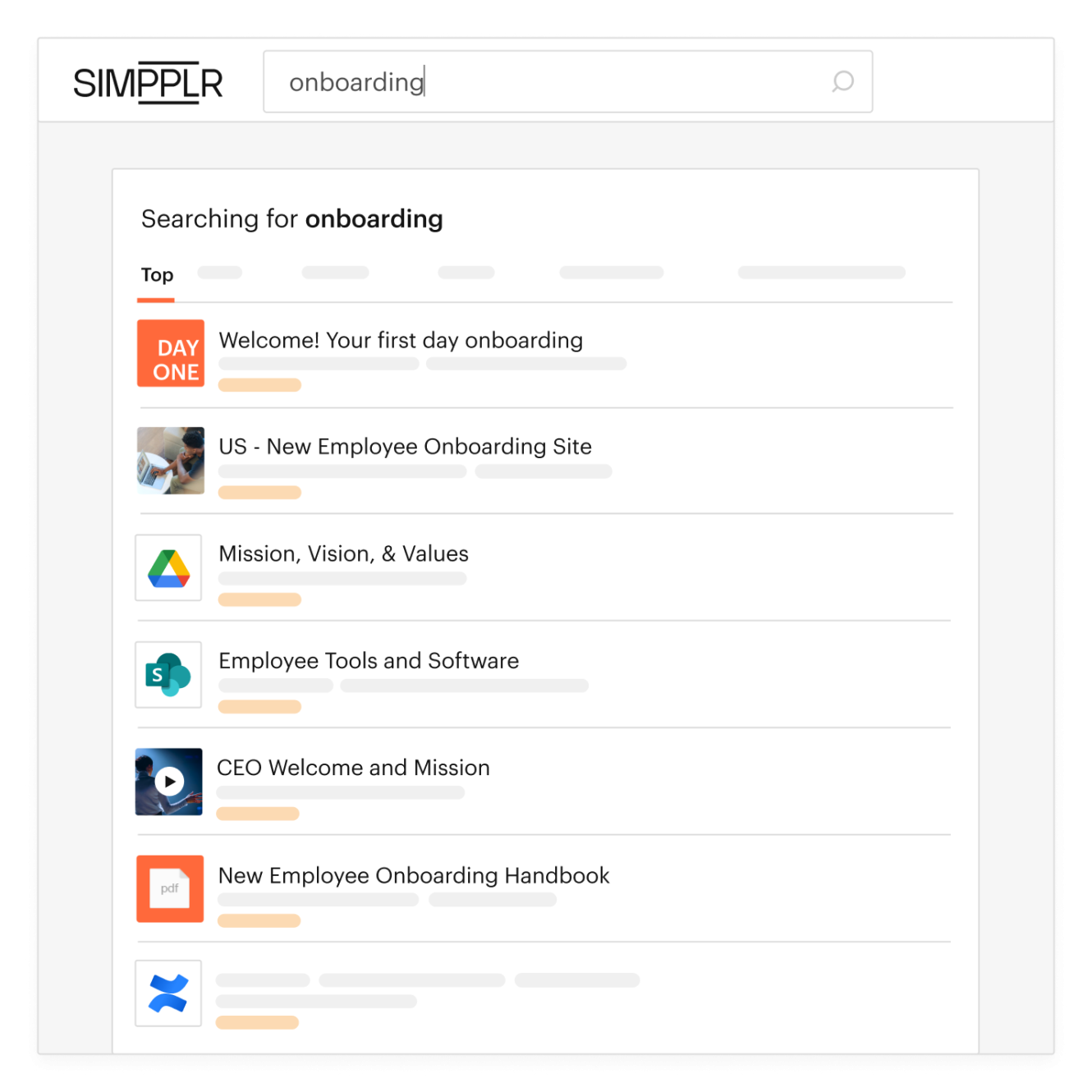 Simpplr Smart Search : Return personalized results based on popularity and search patterns across all your cloud-based systems