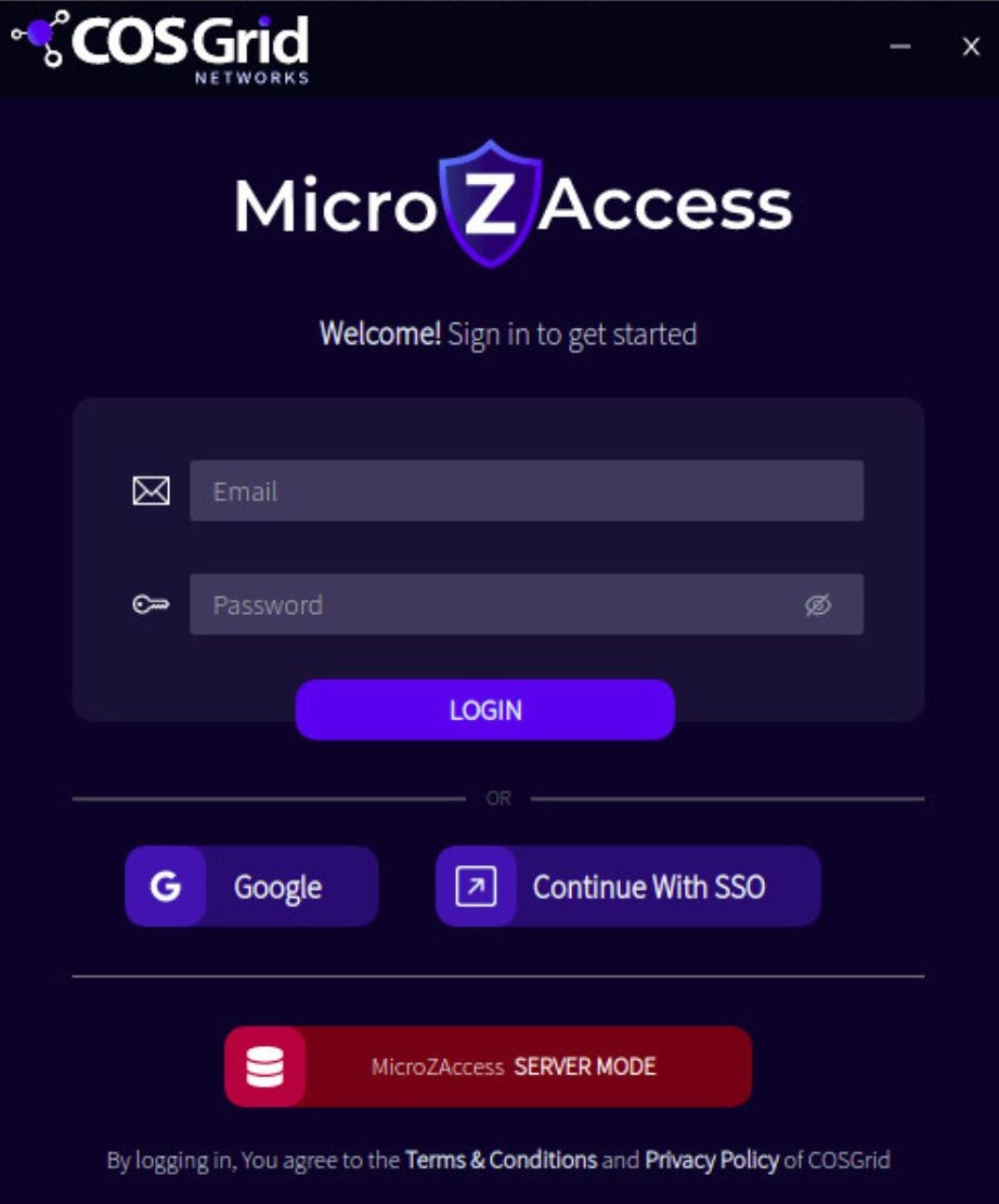 MicroZAccess App - Login