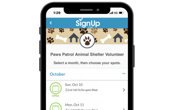Nonprofit Animal Shelter Volunteer SignUp