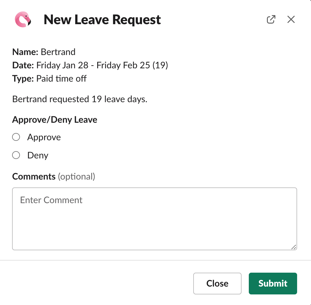 Leave approval form