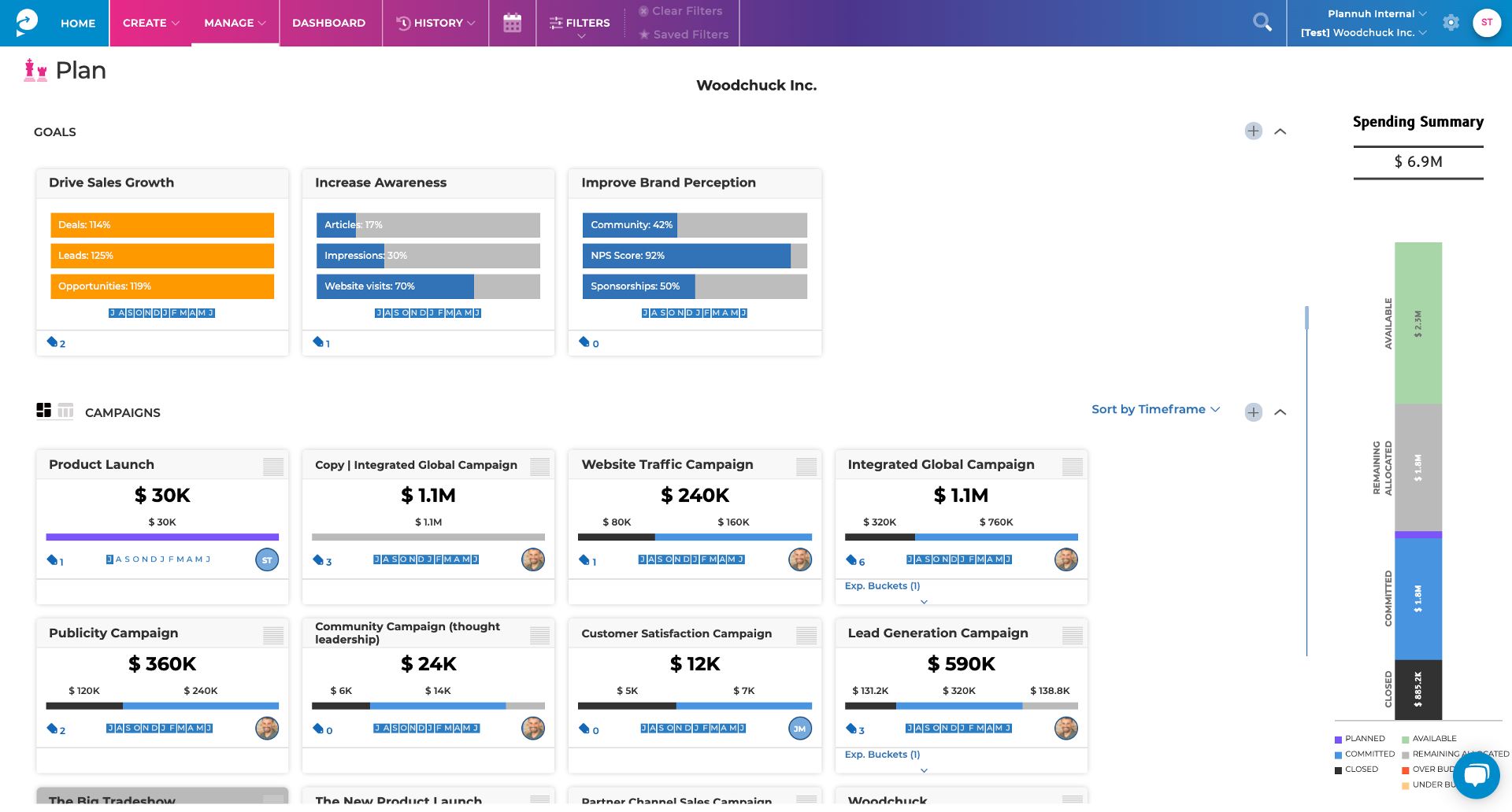 Planful for Marketing screenshot: Easily build, execute, and measure marketing plans for full visibility and better decision making