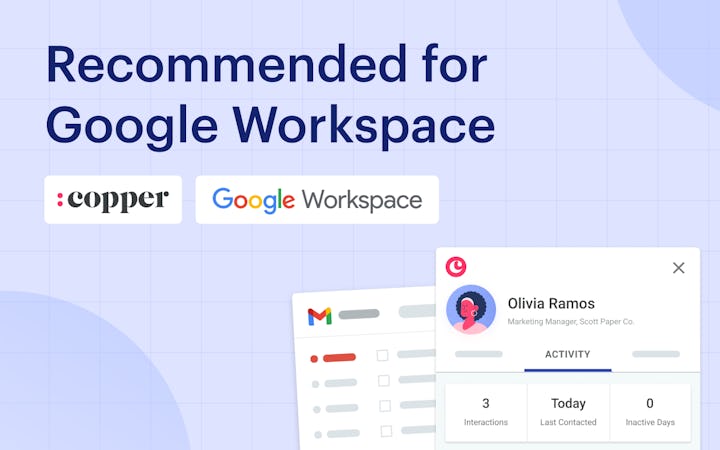 Copper screenshot: Copper is the only CRM recommended by Google