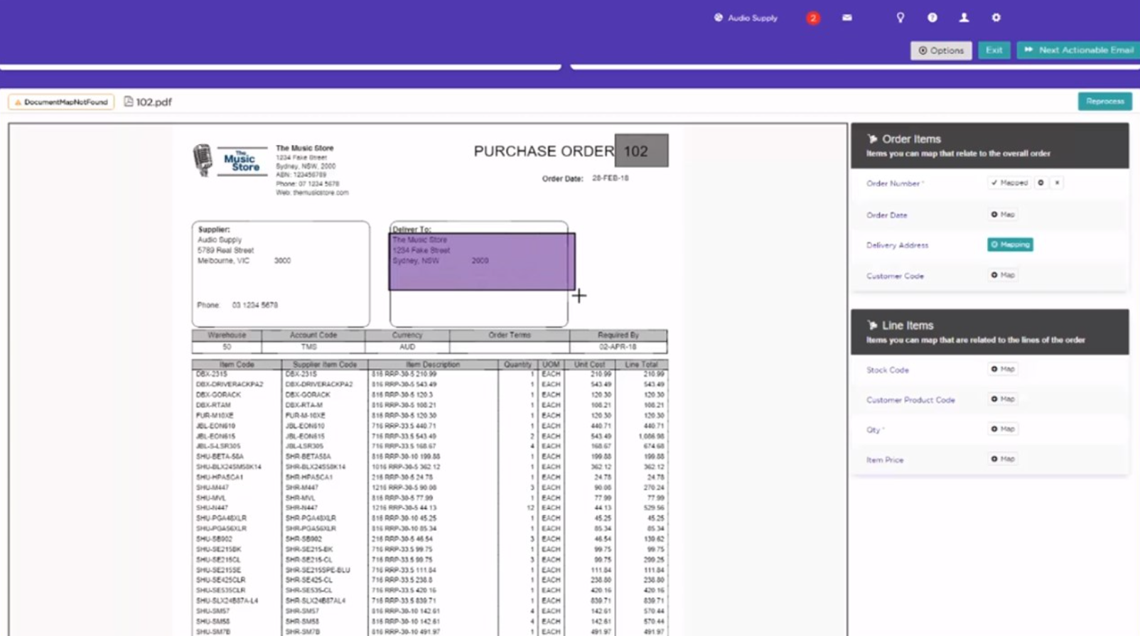 Lucy walks you through document mapping the first time a PO is received from a trading partner