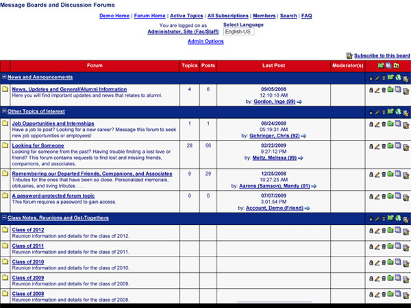 Alumni Channel Software - Alumni Channel message board