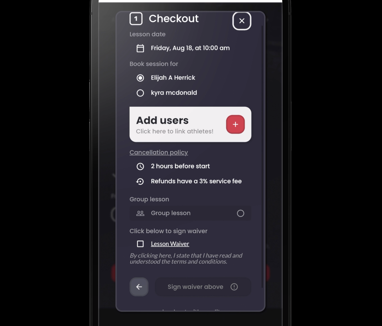 Mobile-first checkout flows with automated upselling and family checkout makes complex checkout a breeze