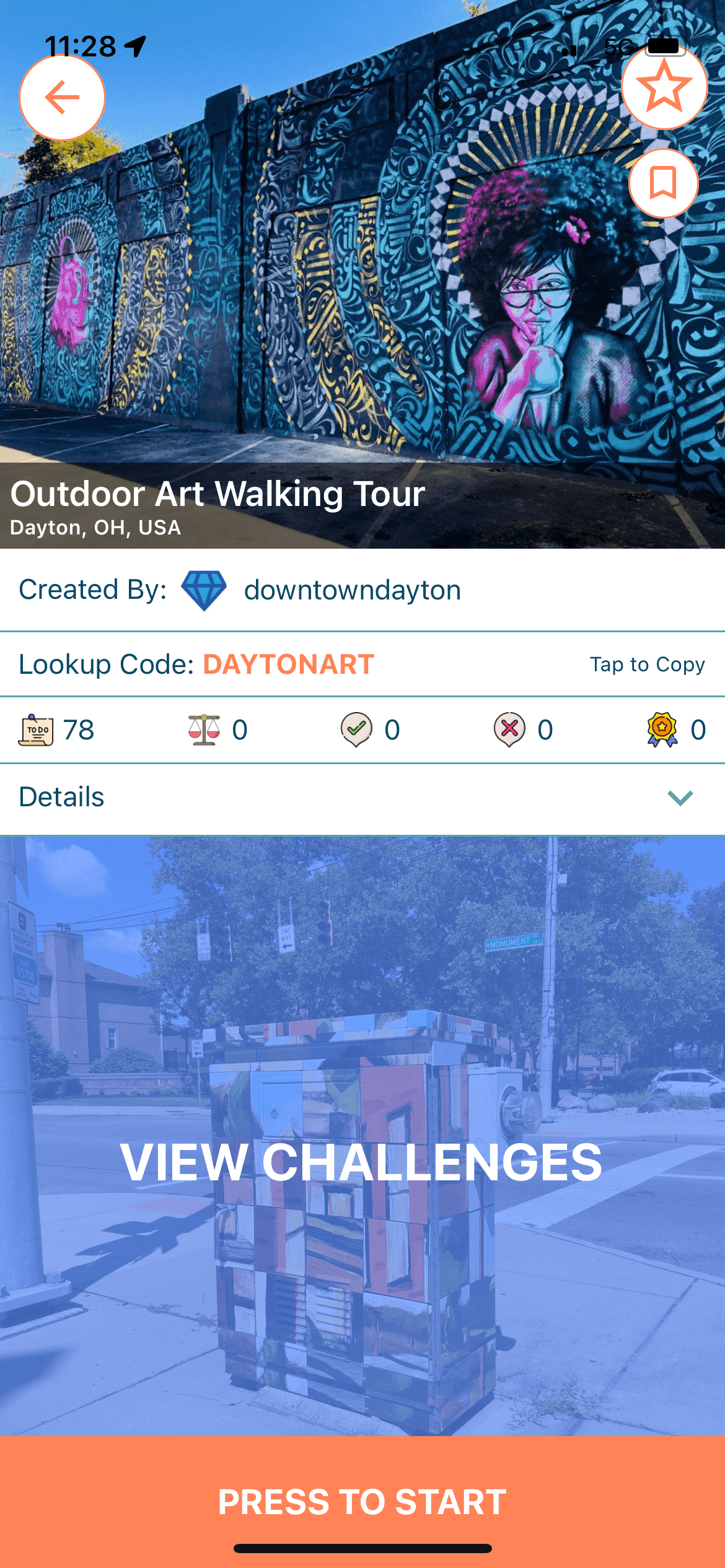 Walking Tour Event Page