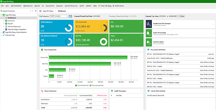 MicrOpay screenshot: Keep track of your payroll with dashboard views