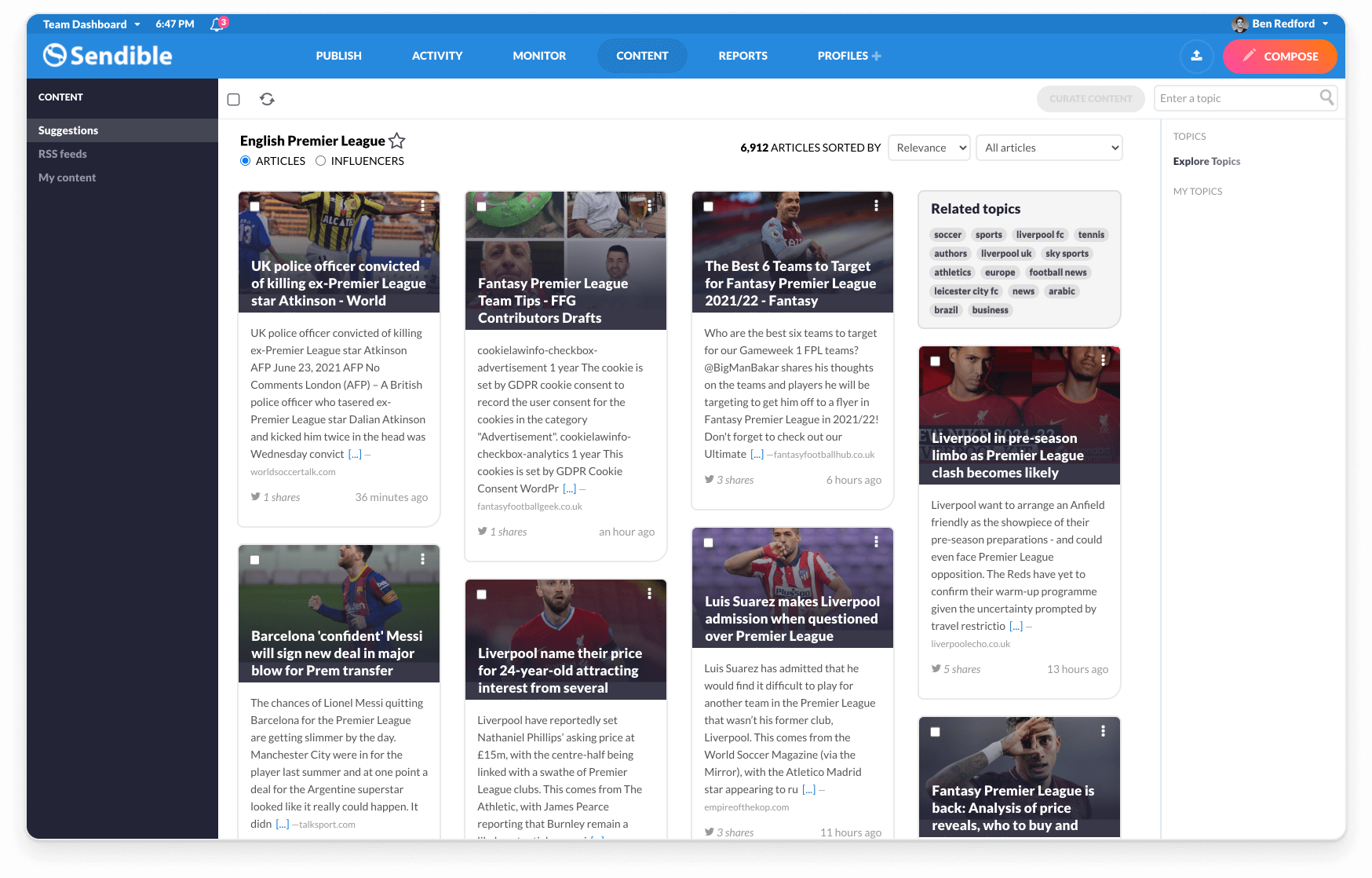 Sendible Software - Easily share fresh and engaging content for your client's using our content suggestions. Simply choose topics your client cares about and we will make suggestions on what content is more likely to generate higher follower engagement.