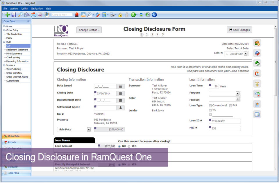 RamQuest Suite disclosure form
