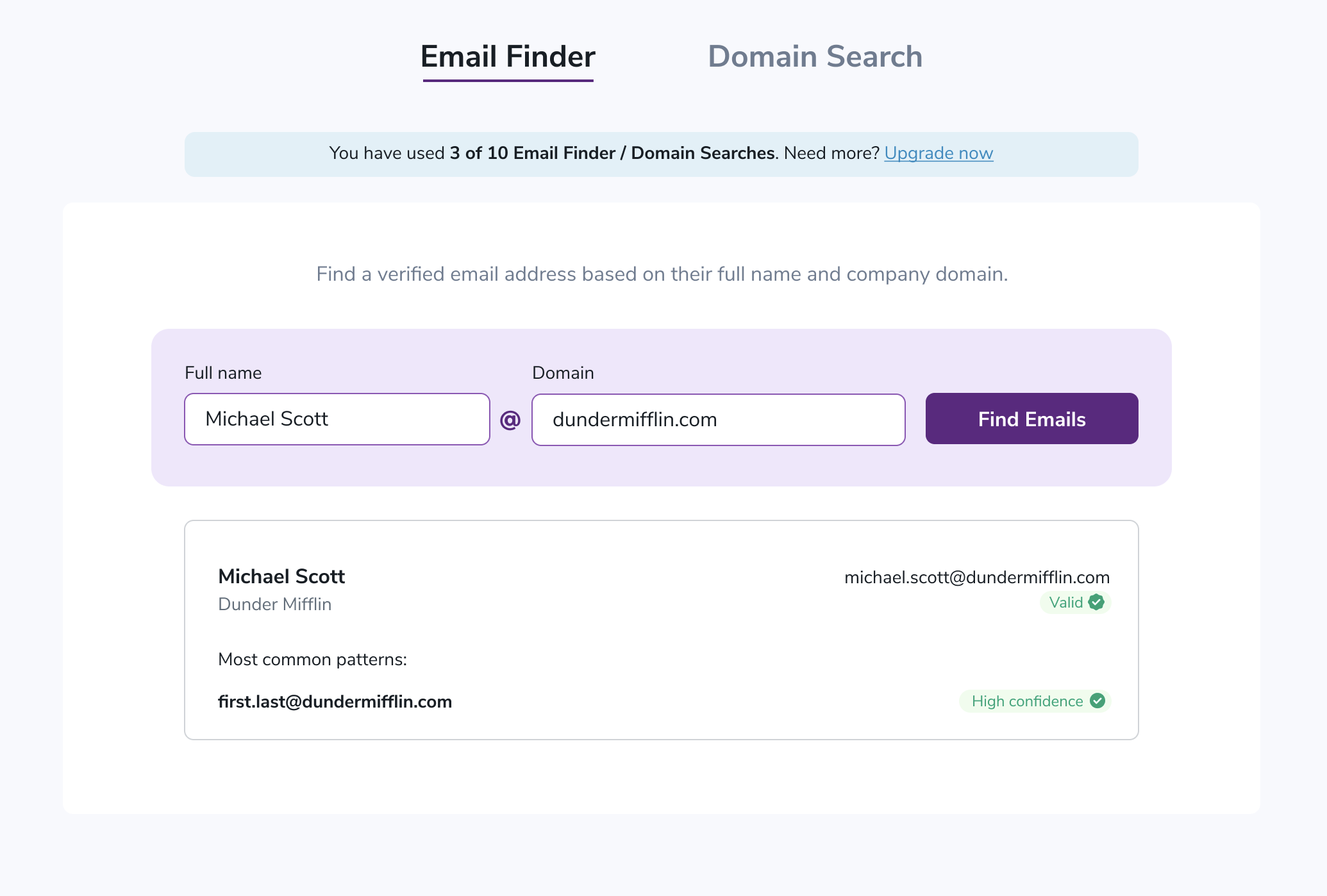 Zerobounce Email Finder screenshot: Zerobounce Email Finder find emails