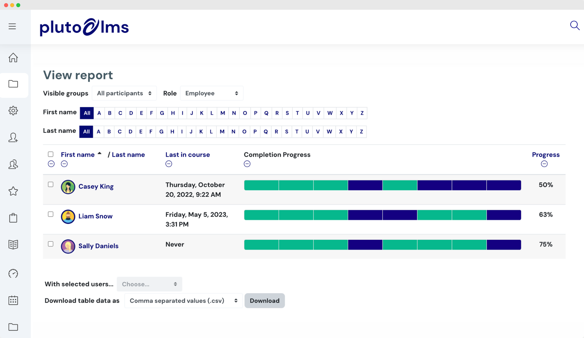 PlutoLMS Software - Effectively structure courses, manage employee access, and track important metrics