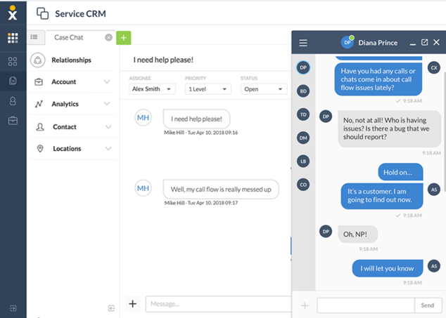 Nextiva CRM screenshot: Nextiva CRM chat