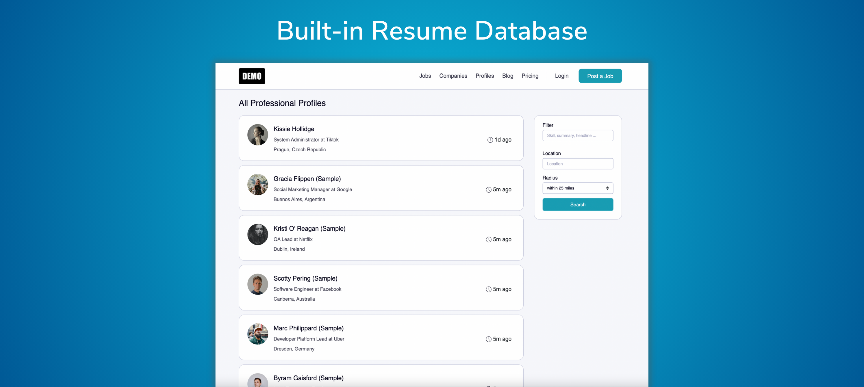Connect employers with job seekers seamlessly using our user-friendly, built-in resume database