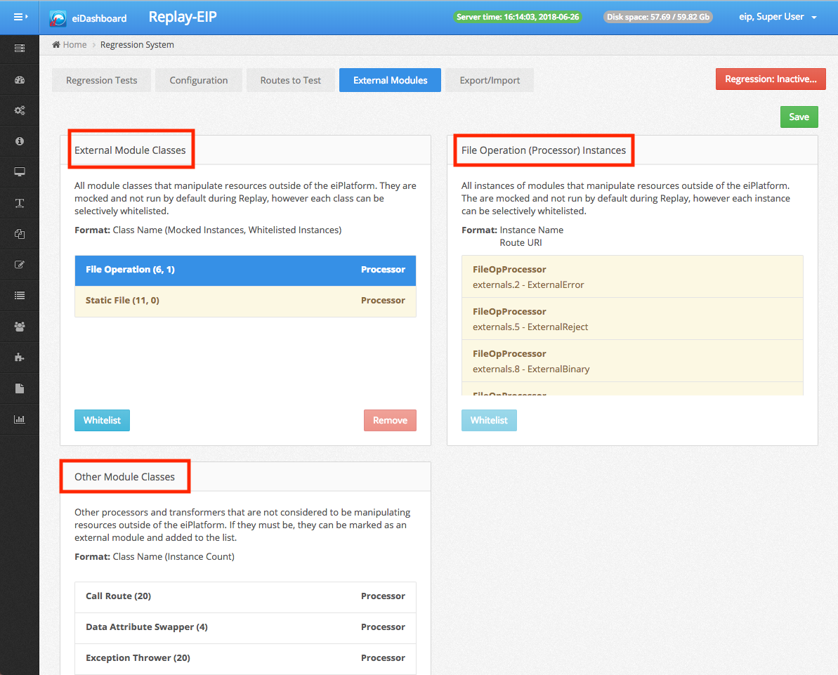 eiPlatform external modules screenshot
