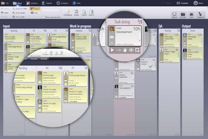 Eylean Board screenshot: Eylean Board is fully customizable, allowing you to create a workspaces and task boards that fit your processes. Start from a basic task board, grow and adapt as you move on.