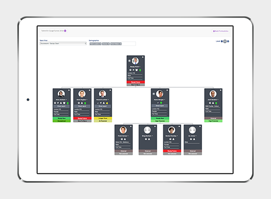 Talent pipelines allow succession plans to be viewed in one place within an intuitive, hierarchical tree structure