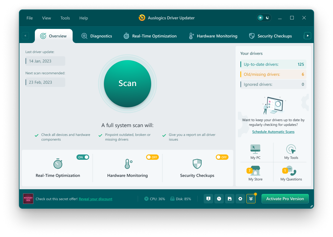 Driver Updater screenshot: Driver Updater scan system