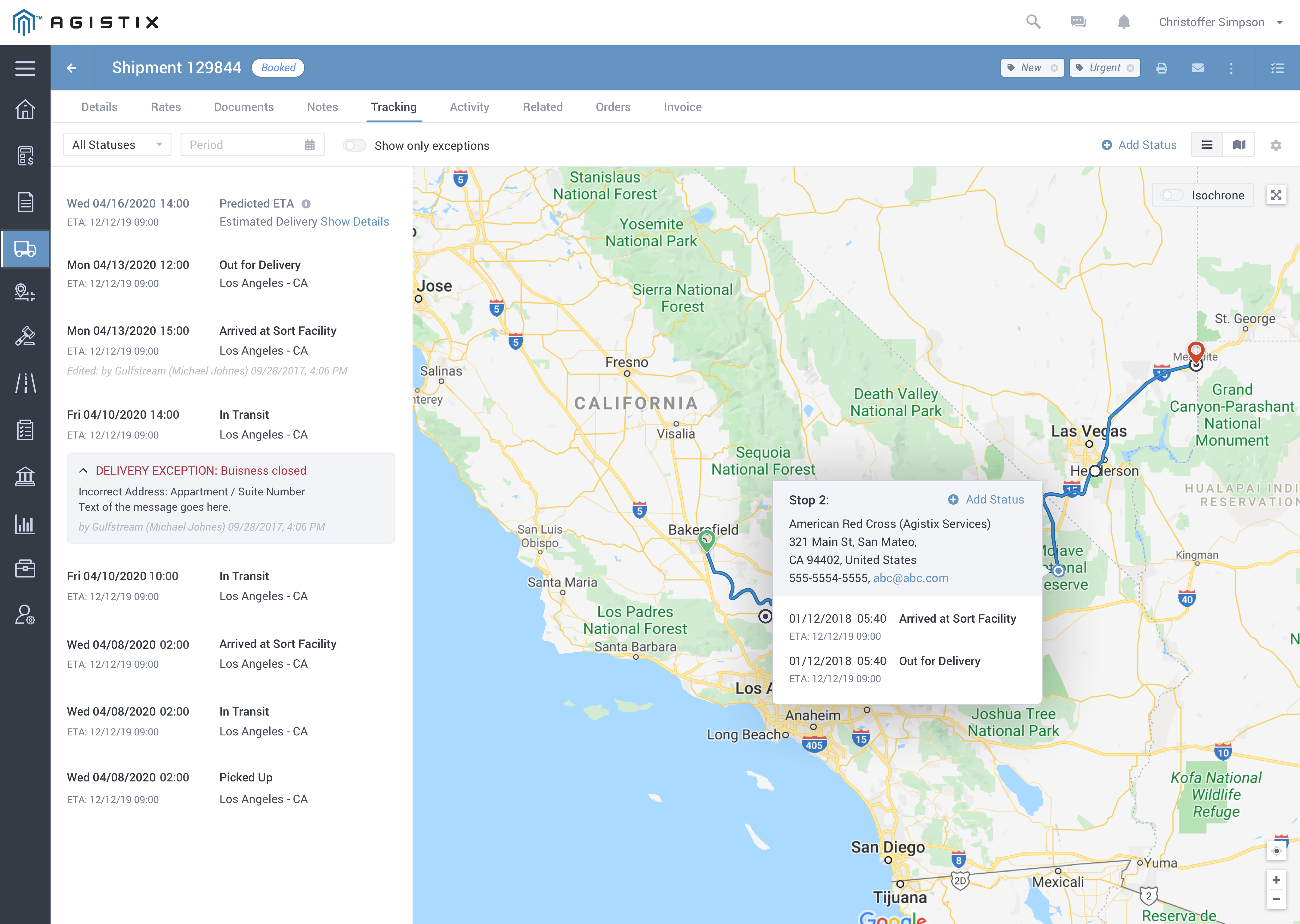 Agistix  screenshot: Agistix tracking