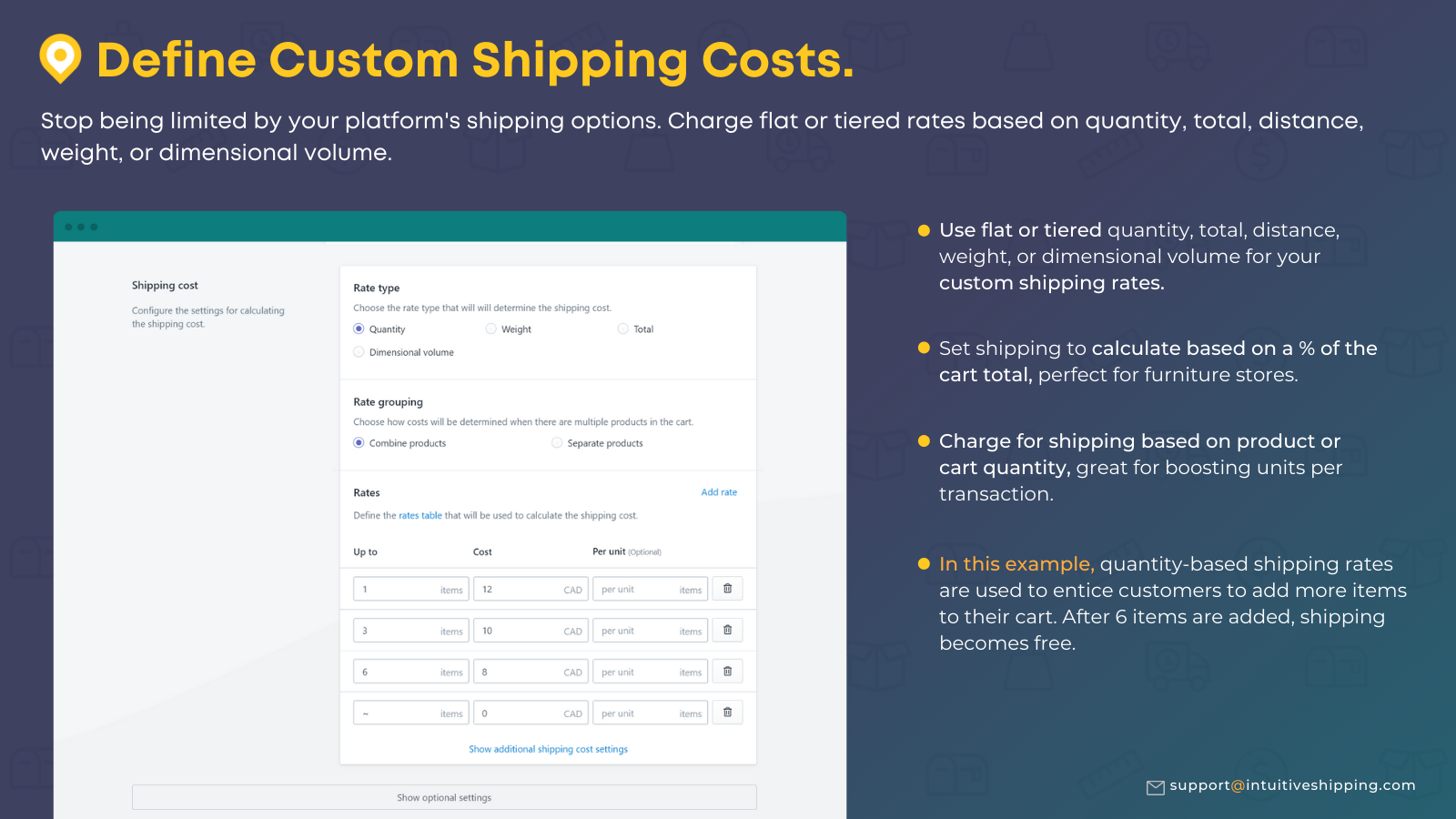 Create custom shipping costs.