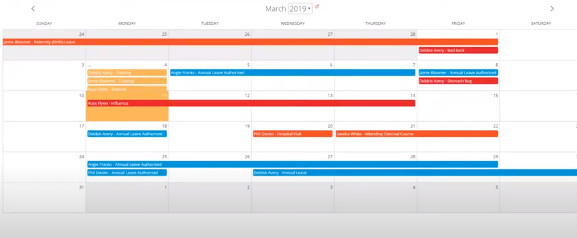 Advanced HR Software - Advanced HR calendar