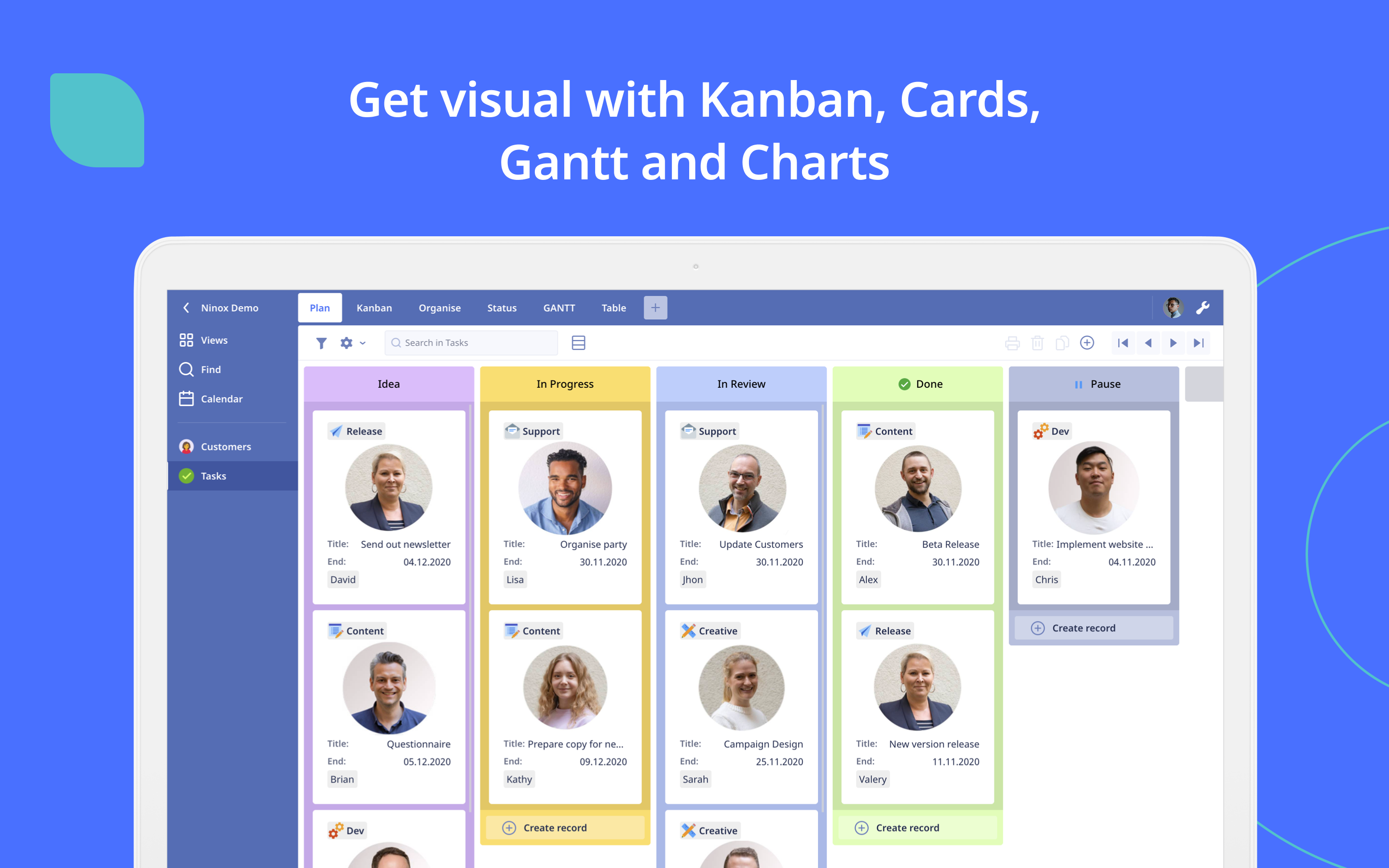 Get visual with Kanban, Cards, Gantt & Charts