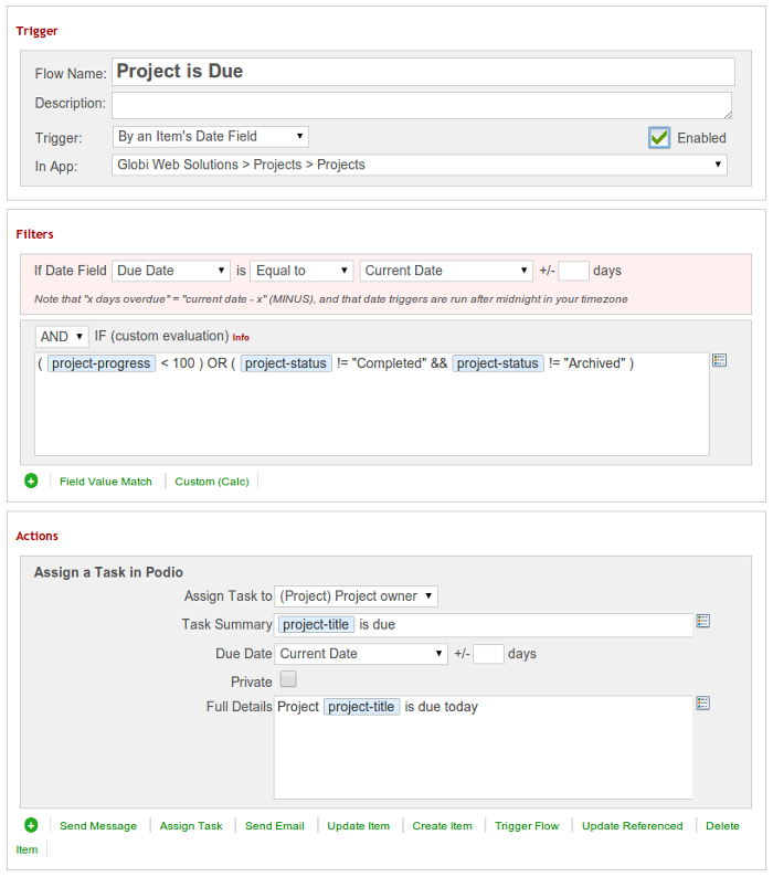 Project is now Due