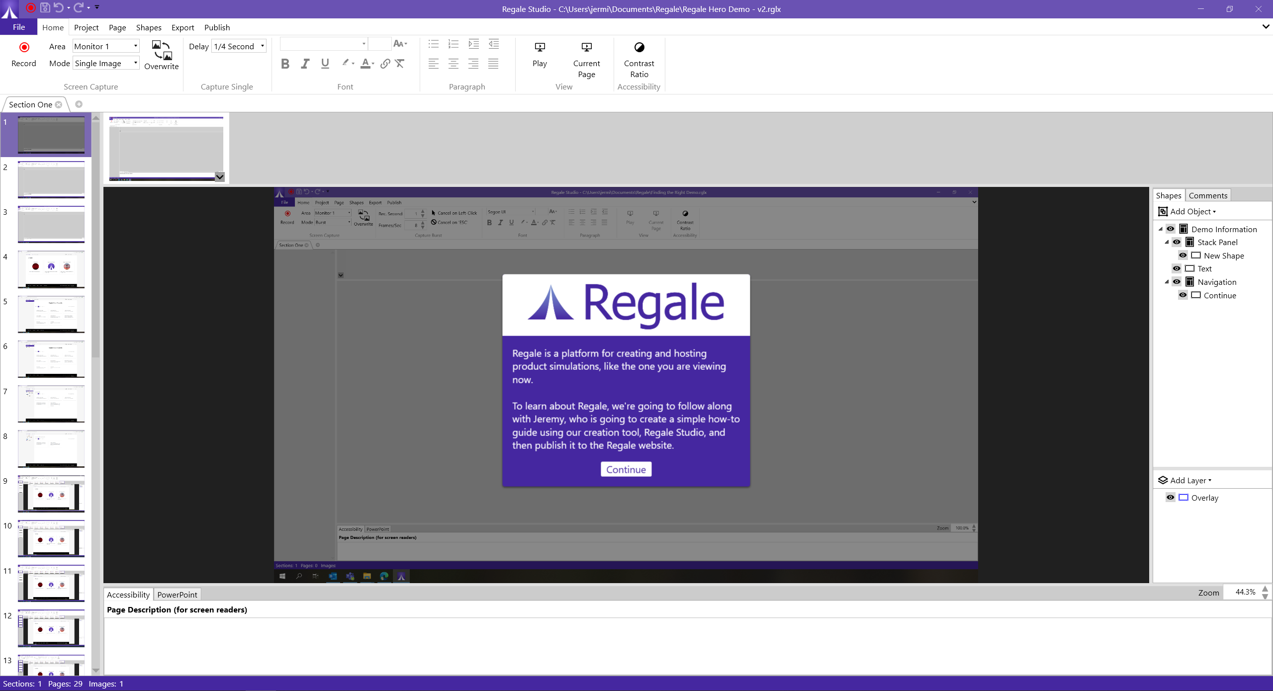 Regale Studio desktop application for capturing and editing demos.