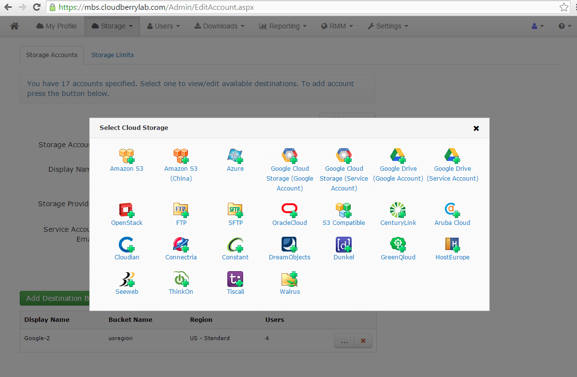 Cloud storage providers