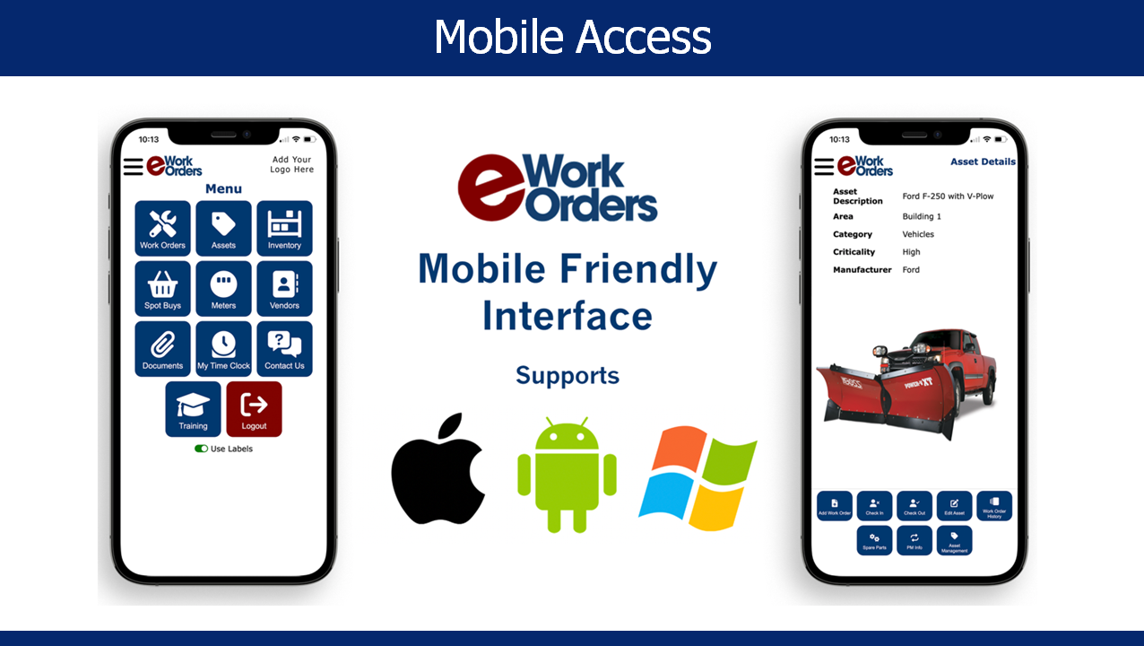 eWorkOrders CMMS Software - Mobile Access