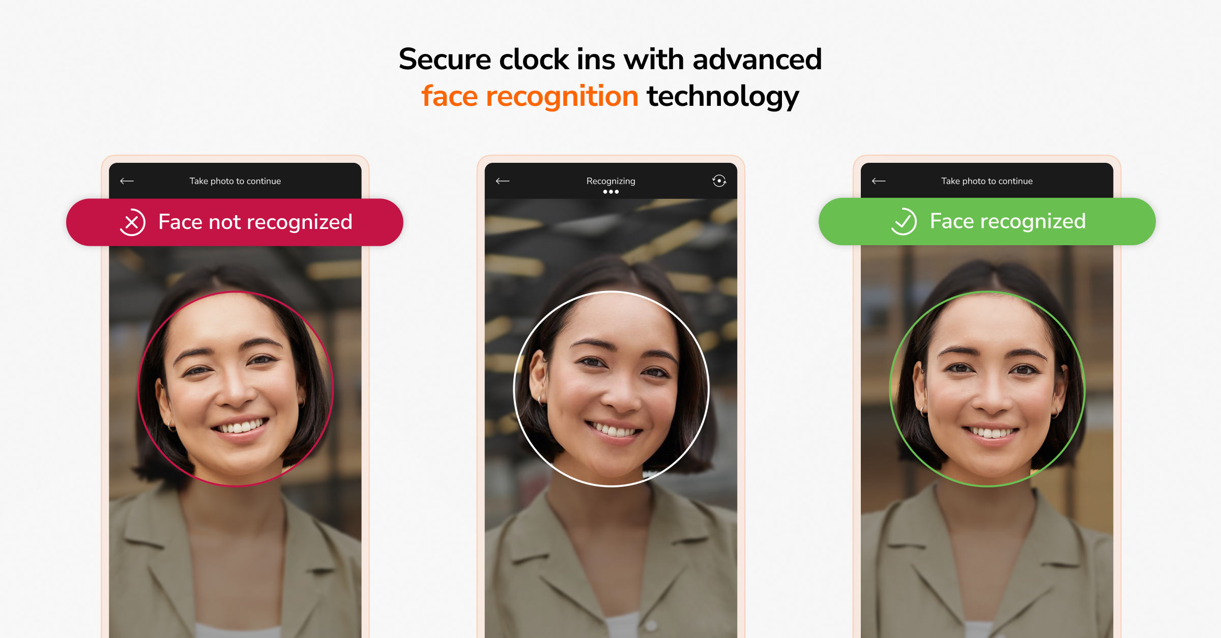 Jibble screenshot: Facial Recognition