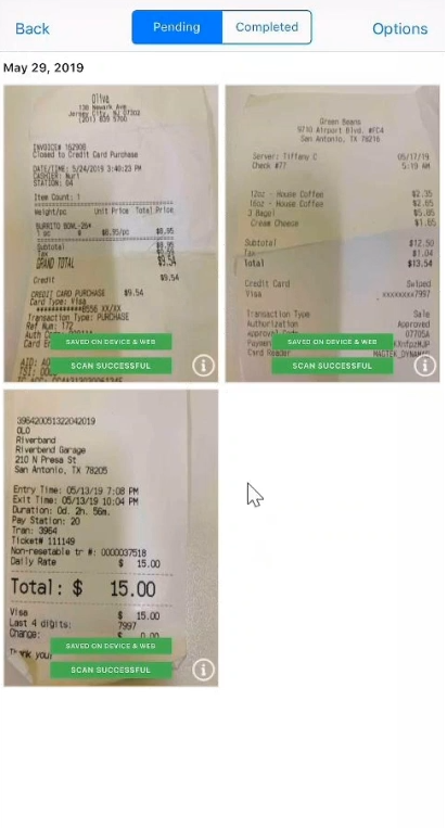 Receipt Box view - Store & Sync Receipts, Scan Receipts, Organize Receipts based on whether the coding is Pending or Completed