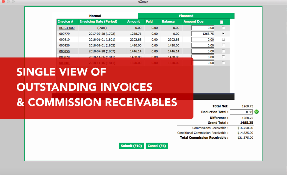 eZmax Software - Easy to read reports and acidity views for how much agents owe the office, commissions, and more.