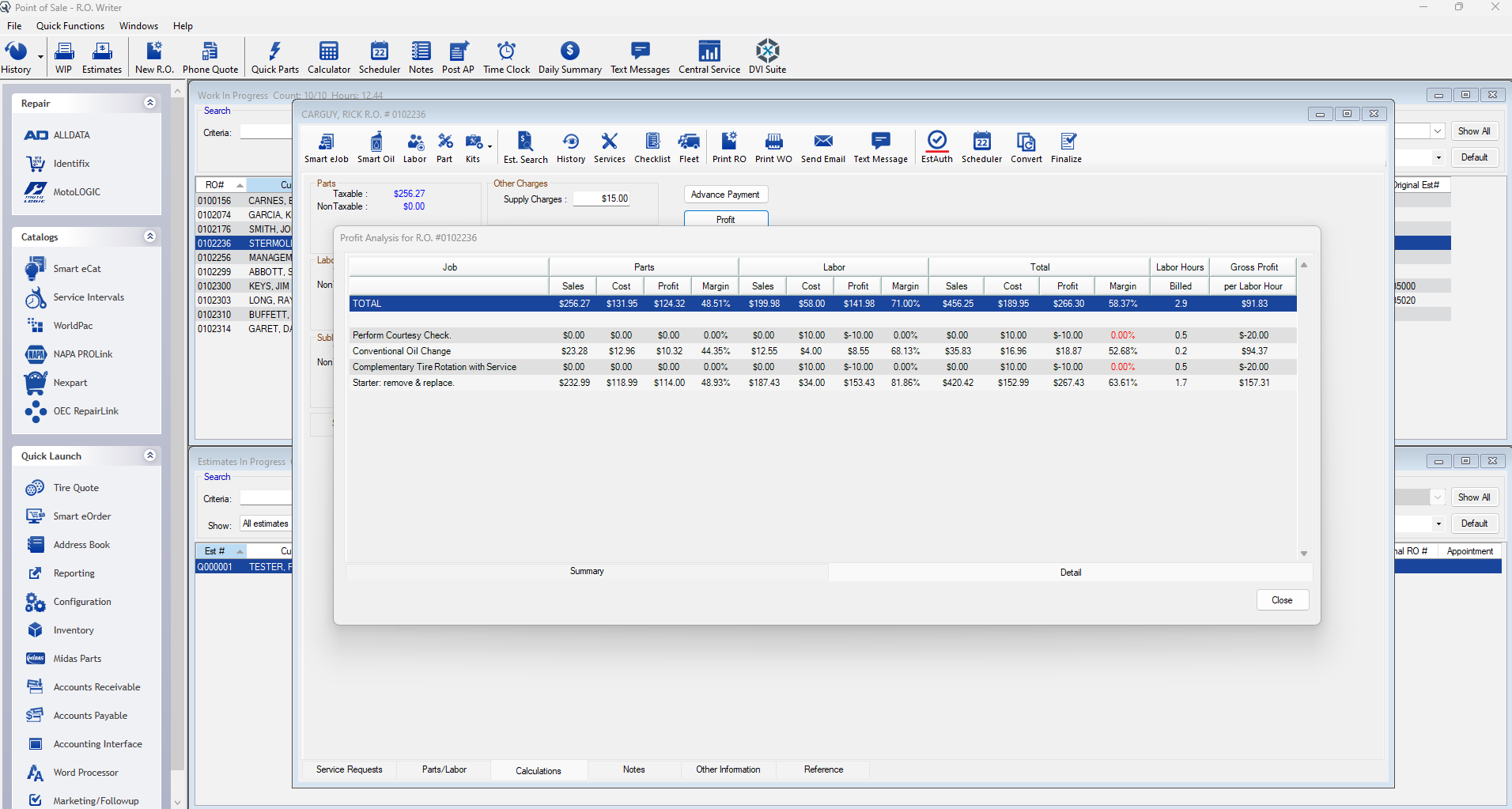 R.O.Writer Software - R.O. Writer | Profit Analysis