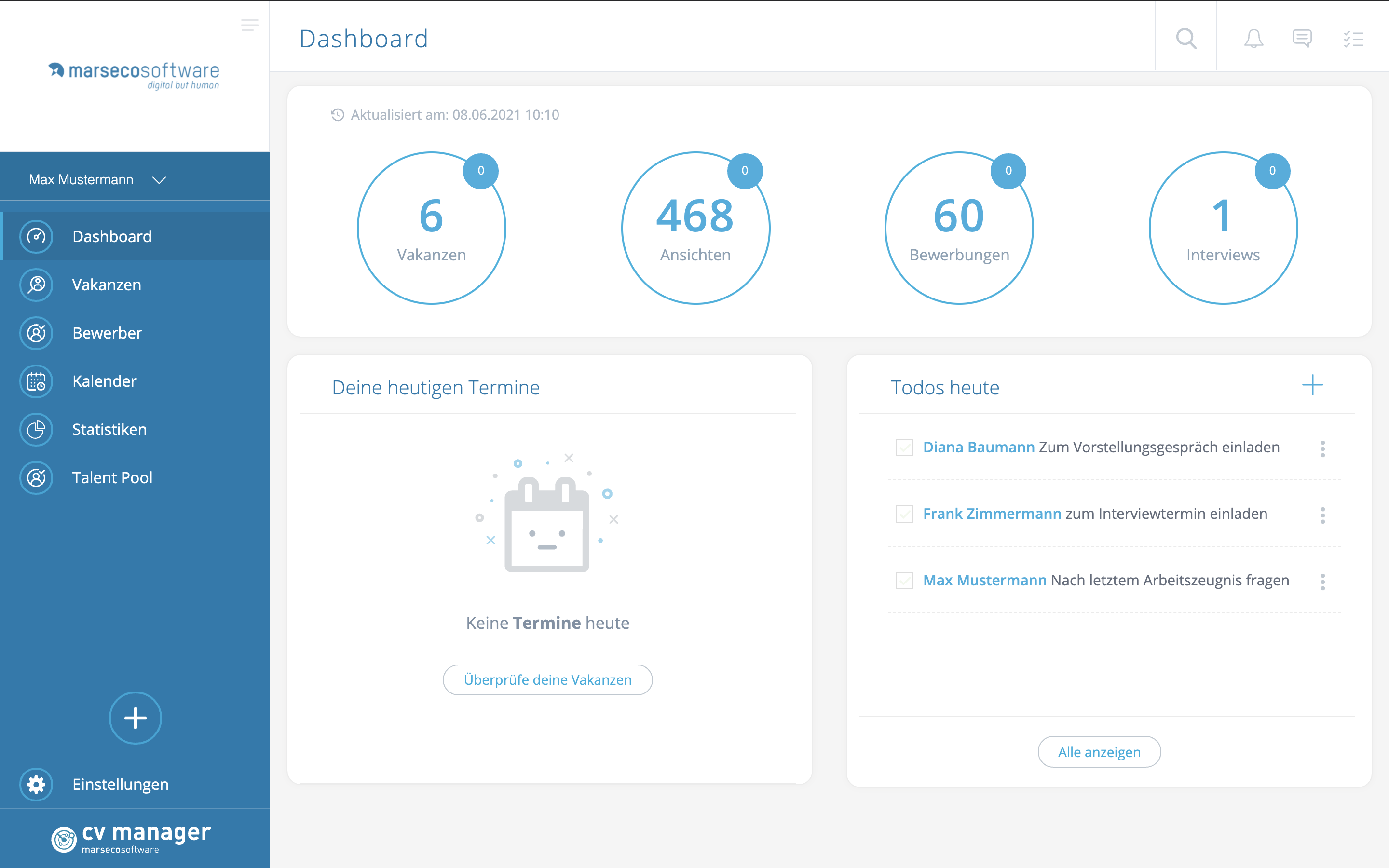 The Dashboard: All important information at a glance.