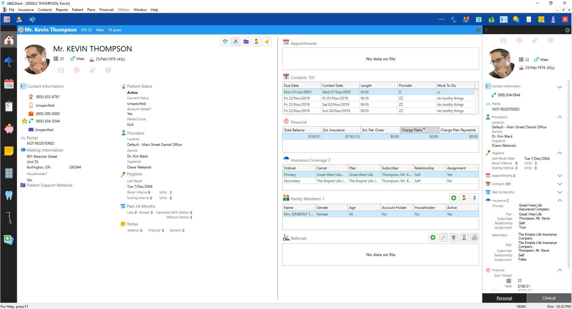 ABELDent Software - ABELDent patient profile
